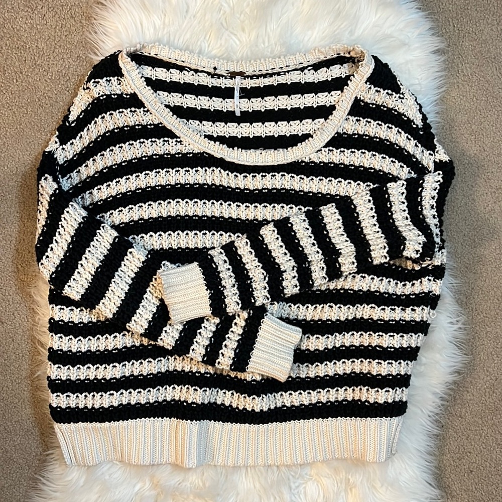 Free People Oversized Striped Knit Sweater Size S - Picture 2 of 6